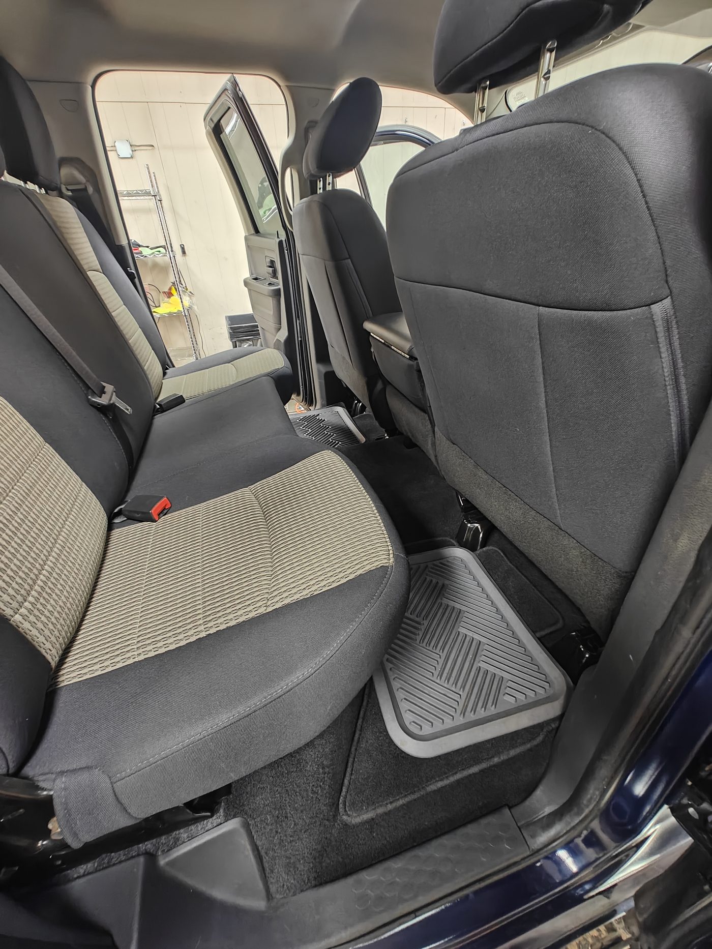 Clean truck back seat after interior detailing
